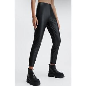 Fabletics Black Faux Leather Pants Medium Pleather Leggings Moto Biker Goth